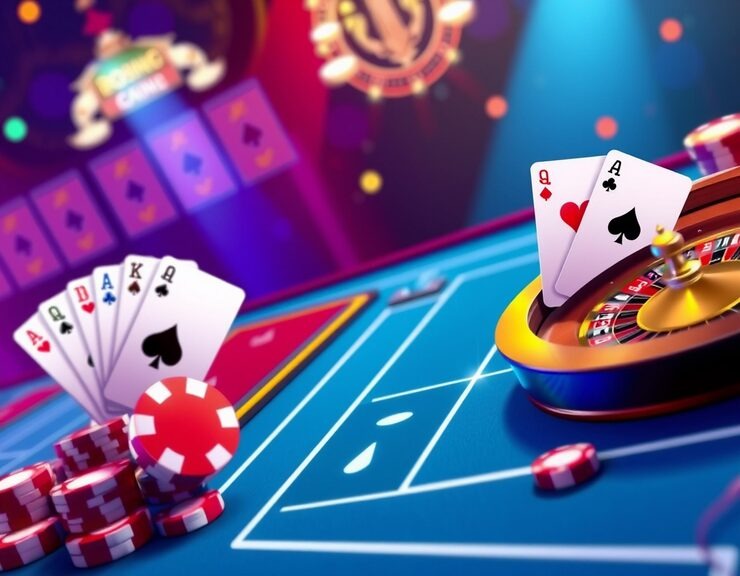 Live blackjack table with dealer and player cards